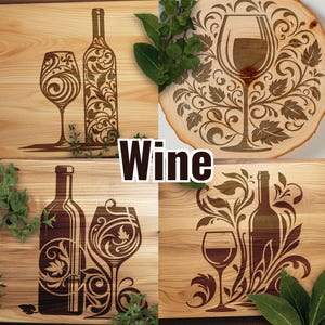 Wine SVG Laser Cut Files: Wine Glass Design Bundle (Digital Download)