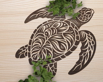 Sea Turtle SVG, Sea Turtle Vector Design for Cutting Machines, Marine Life SVG, Turtle Illustration, Laser Engraving Cut Files,Seaturtle SVG