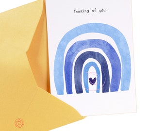 Carte Penser à vous, carte arc-en-ciel imprimable, carte de l'amitié, carte de sympathie, cadeau Pensez à vous, PDF à téléchargement immédiat