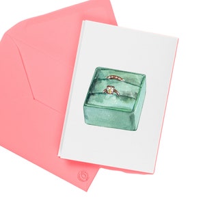 Verlobungskarte, Digitale Hochzeitskarte, Ring Box Print Einladungskarte, Trendige Positive Grafikkarte, Verlobungsgeschenk