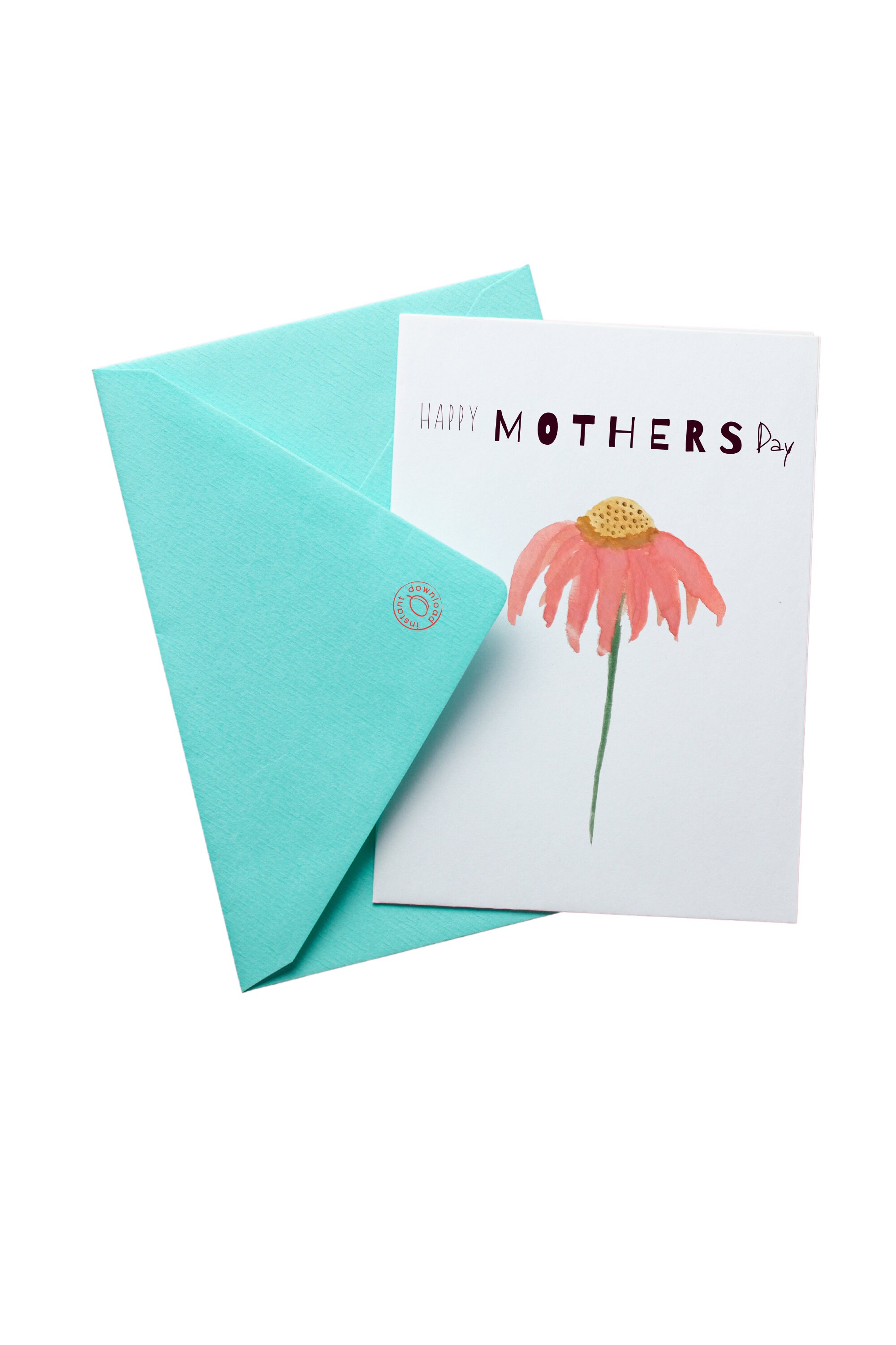 Happy Mothers Day Card Digital Card for Mom Pink Flower Card - Etsy