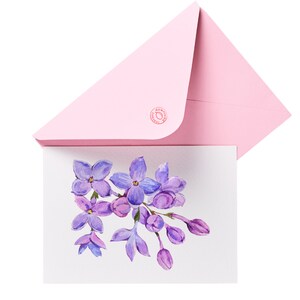 Cartão digital de flor lilás, cartão de aniversário floral, cartão de casamento imprimível, cartão de ação de graças, cartão de felicitações de feriado