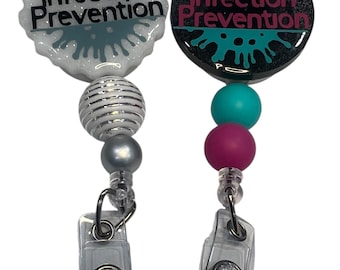 Carrete de insignia de prevención de infecciones con brillantina y cuentas decorativas