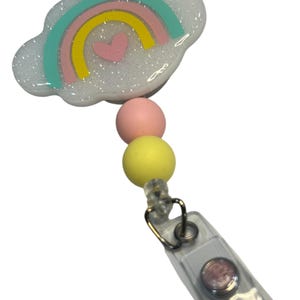 Rainbow Badge Reel: Beaded Epoxy Resin Accent