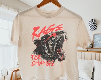 Rage for Change Boxy Crop Top, Feminist Graphic Tee, Human Rights Top, Protest Shirt, Women's Rights Shirt, Gift for Activist