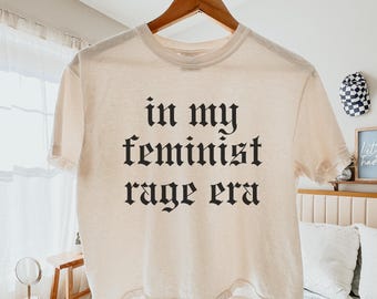 In My Feminist Rage Era Boxy Tee, Women's Rights Shirt, Feminist Graphic Tee, Protest Shirt, Comfort Colors Crop Top