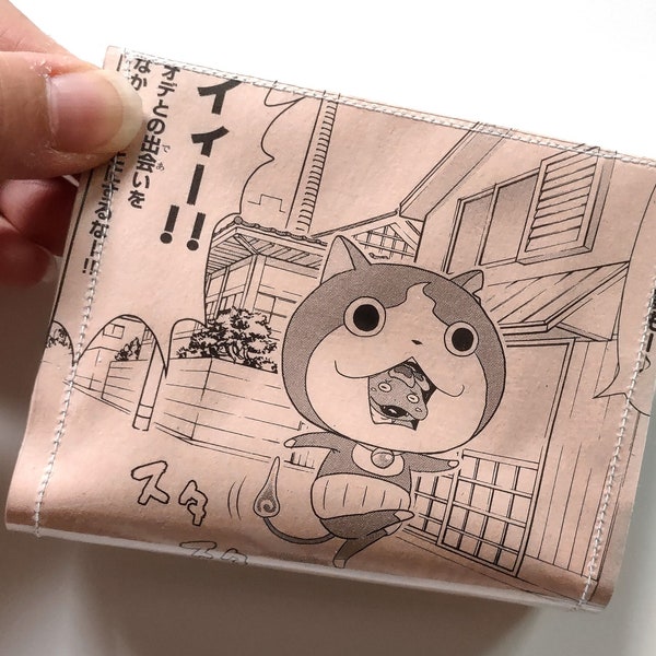 Yokai Watch - Upcycled Recycled Vinyl Manga Comic Bifold Wallet - with Free shipping within USA