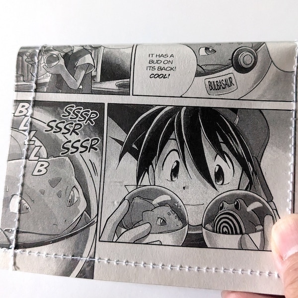 Pokemon - Upcycled Recycled Vinyl Manga Comic Bifold Wallet - with Free shipping within USA