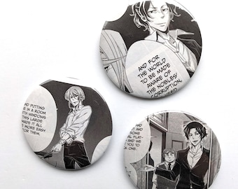 Moriarty the Patriot - Upcycled Recycled Vinyl Manga Comic Large 3" 75mm Button Set - with Free shipping within USA