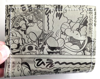 Super Mario Brothers - Upcycled Recycled Vinyl Manga Comic Bifold Wallet - with Free shipping within USA