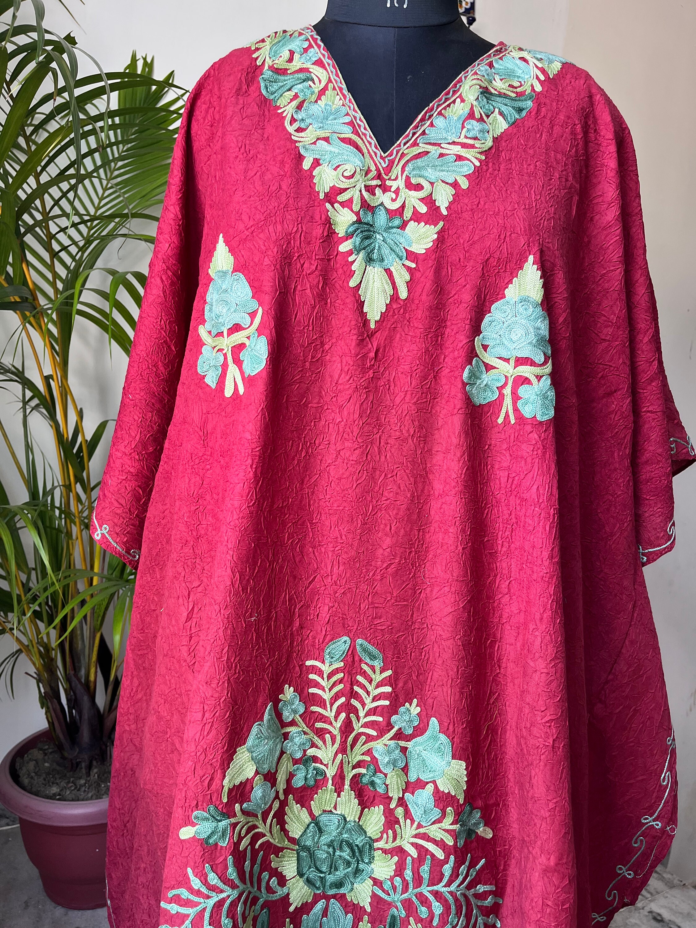 Red Cotton Kaftan Kashmiri Cotton Kaftan Kaftan Dress Cotton Kaftan