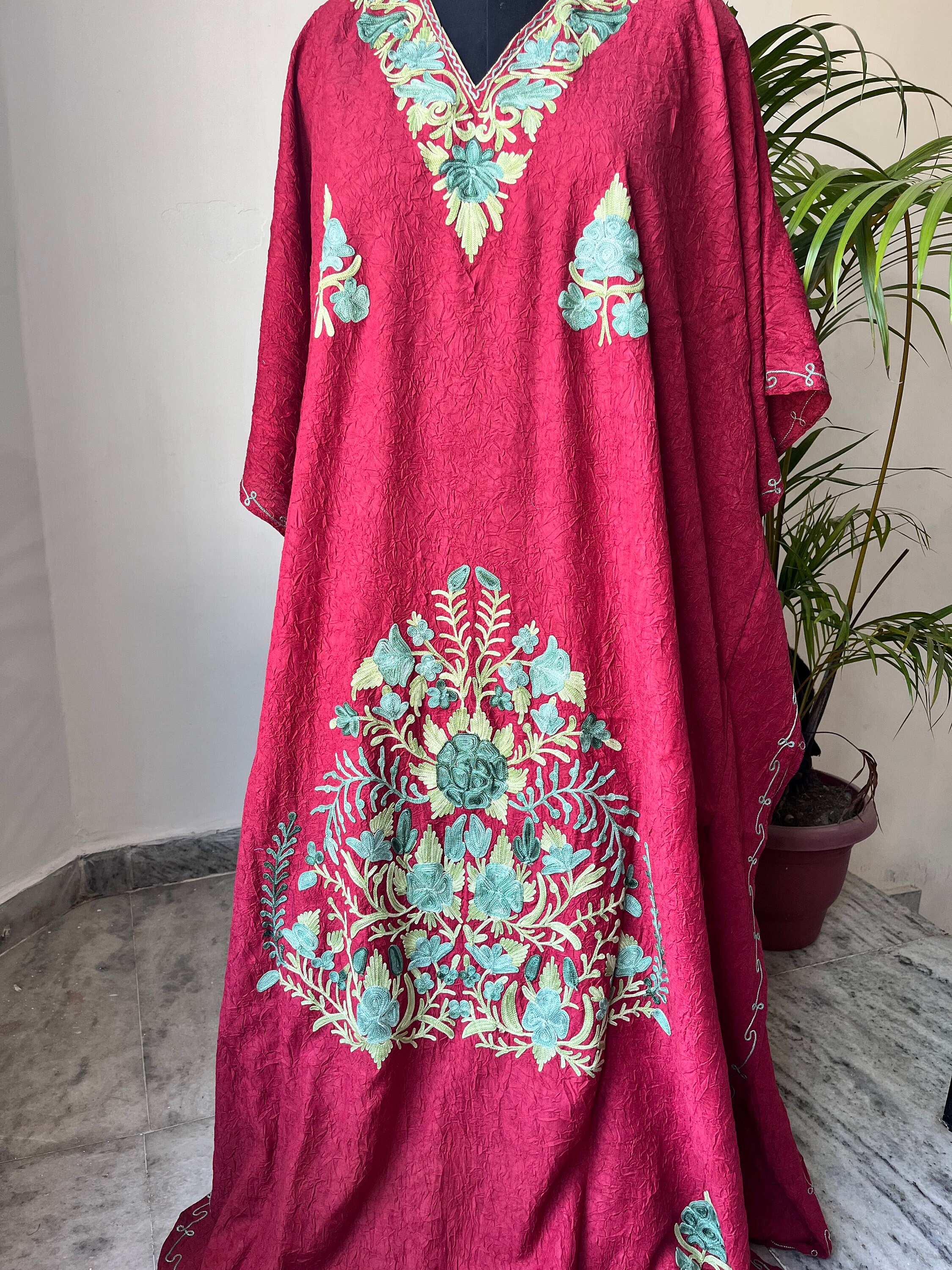 Red Cotton Kaftan Kashmiri Cotton Kaftan Kaftan Dress Cotton Kaftan