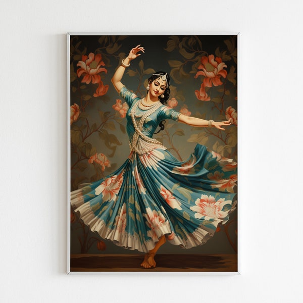 Bharatanatyam Grace / Bharatanatyam dancer / intricate Kalamkari attire / Indian Art