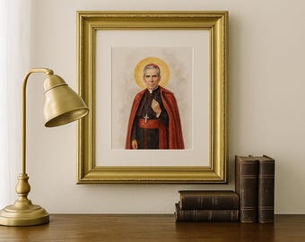 Fulton Sheen Watercolor Print | Catholic Wall Art | 8x10 Religious Home Decor | Gift for Catholics | Archbishop Fulton Sheen Artwork