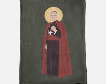 Venerable Fulton Sheen Minky Blanket | Catholic Saint Blanket