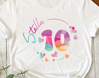 10 Years Old Birthday Girl Tshirt, Custom Birthday Girl Shirt, Personalized Birthday Girl Gift, Birthday Girl Tee, Kids Birthday Party Shirt