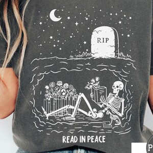 Halloween Read In Peace Shirt, Halloween Ghost Reading Shirts, Comfort Colors®, Book Lover Halloween, Funny Halloween T-shirt, Spooky Season