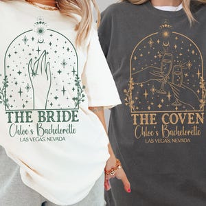 Custom Witchy Bachelorette Shirt, Halloween Bachelorette Party Shirt, Bride and Coven Celestial Bach, Gothic Wedding Tee, Witchy Bride Shirt