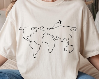 World Map Travel Sweatshirt, Adventure Unisex Sweater, Outdoor Explorer Crewneck, Hiking Camping Travel Gift