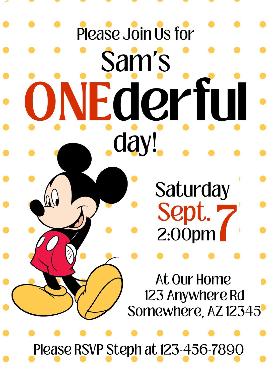 Mickey 1st Birthday Invitation | Mickey Mouse Party - Etsy