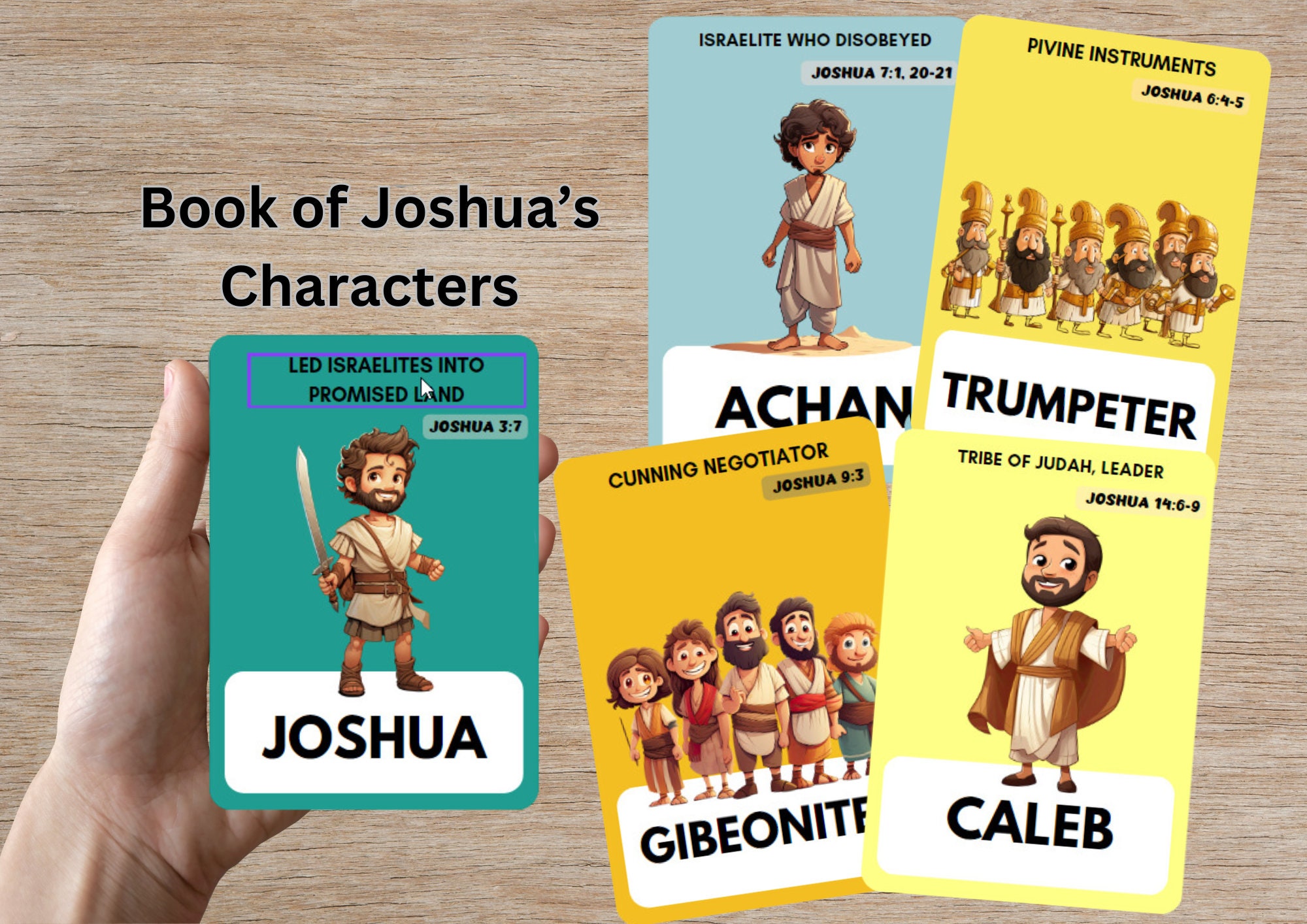 Joshua, Bible Character Flashcards for Kids, Christian Education Tool ...