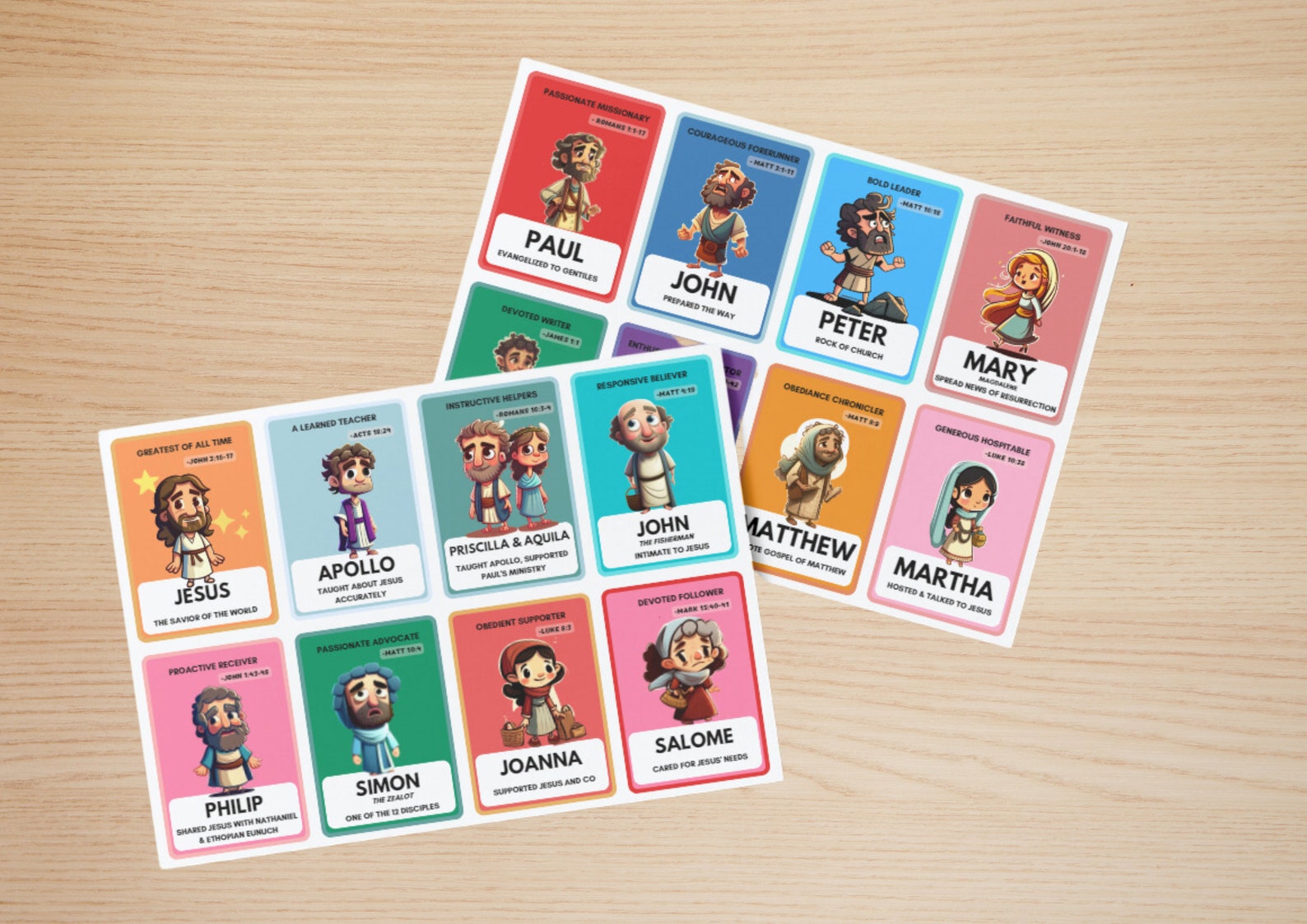 New Testament Bible Character Flashcards for Kids, Christian Education ...