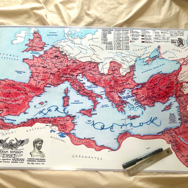 Roman Empire 125 AD Hand-Drawn Map Matte Poster