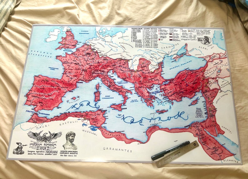 Roman Empire 125 AD Hand-Drawn Map Matte Poster image 1