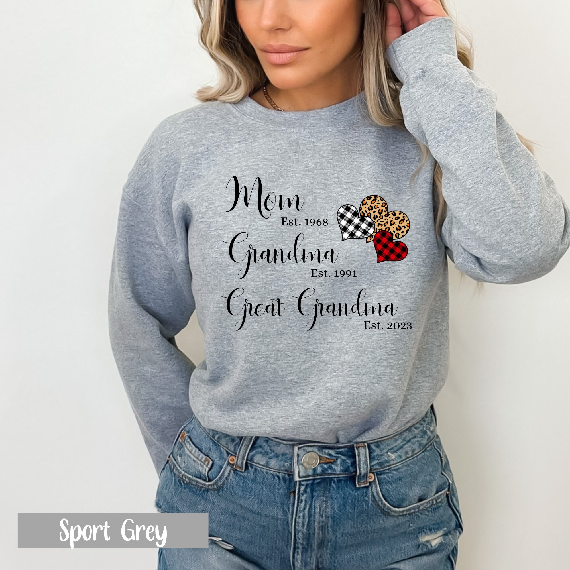 Sunidol Women's "Great Grandma" Sweatshirt - Casual Pullover Crewneck, Pink, Size XX-Large