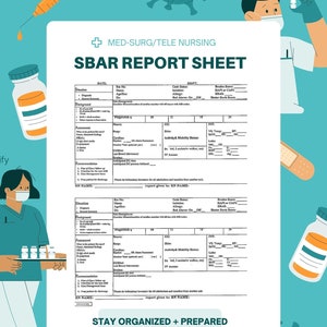 SBAR Nurse Brain Sheet, Nurse Report Sheet, Med Surg Nurse Report, RN Nursing, New Grad, SBAR Brain Sheet, Printable Template