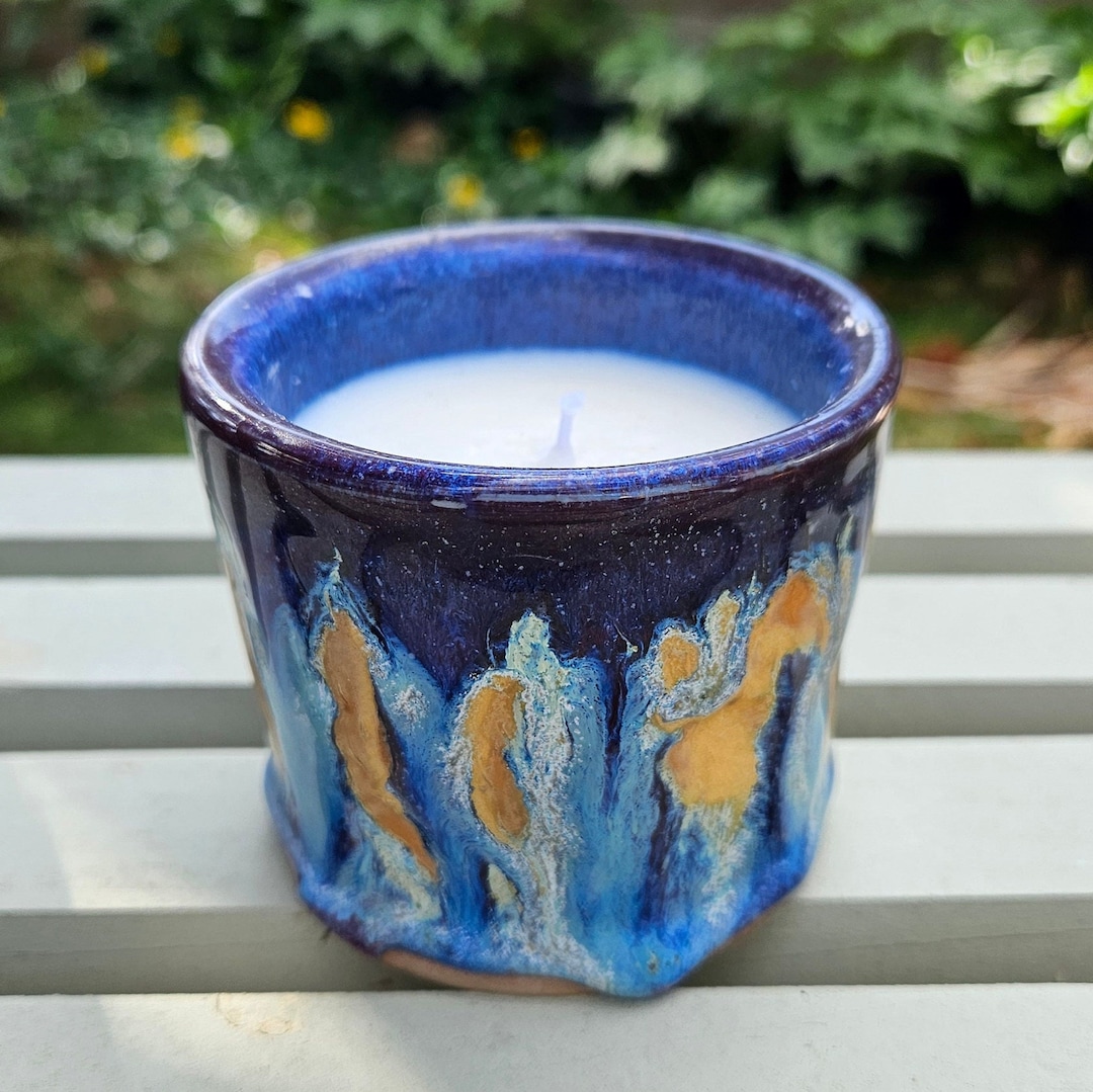 Eucalyptus Candle in Blue Cup Etsy
