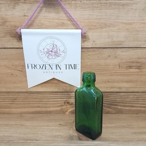 Vintage Jägermeister Green Depression Glass 50 ml Bottle