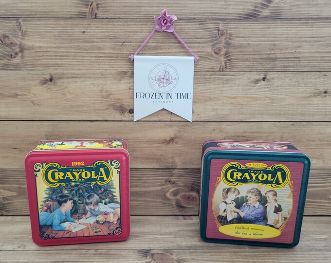 Vintage 1992 & 1994 Crayola Crayon Tins With Nostalgic Art Set Etsy