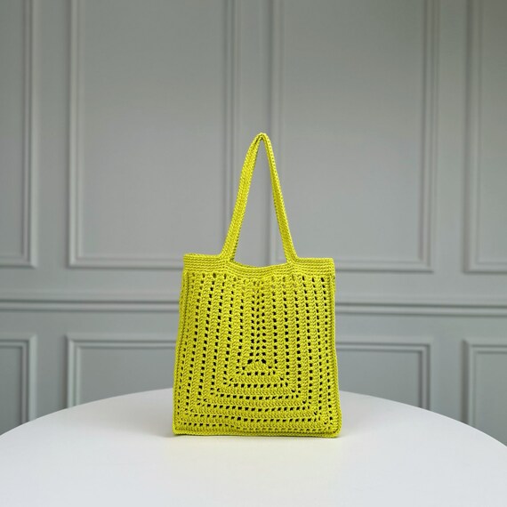 Ffa Crochet Bag Handmade Tote Bag Lemon Yellow Bag Etsy Ireland