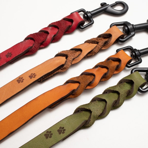 Dog leash - short leash - 50 cm - leather - in 4 colors
