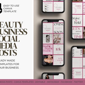 Beautiful Business Social Media Posting Templates – Lash Techs, Makeup Artists, Nail Techs, Waxing & Salons - Editable Canva Branding Kit