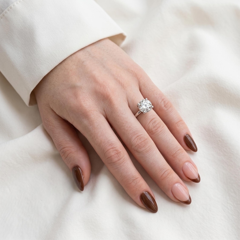 Solitaire Lab Diamond 2 Ct Round Lab Grown Diamond Solitaire Engagement Ring, Four Prong ...