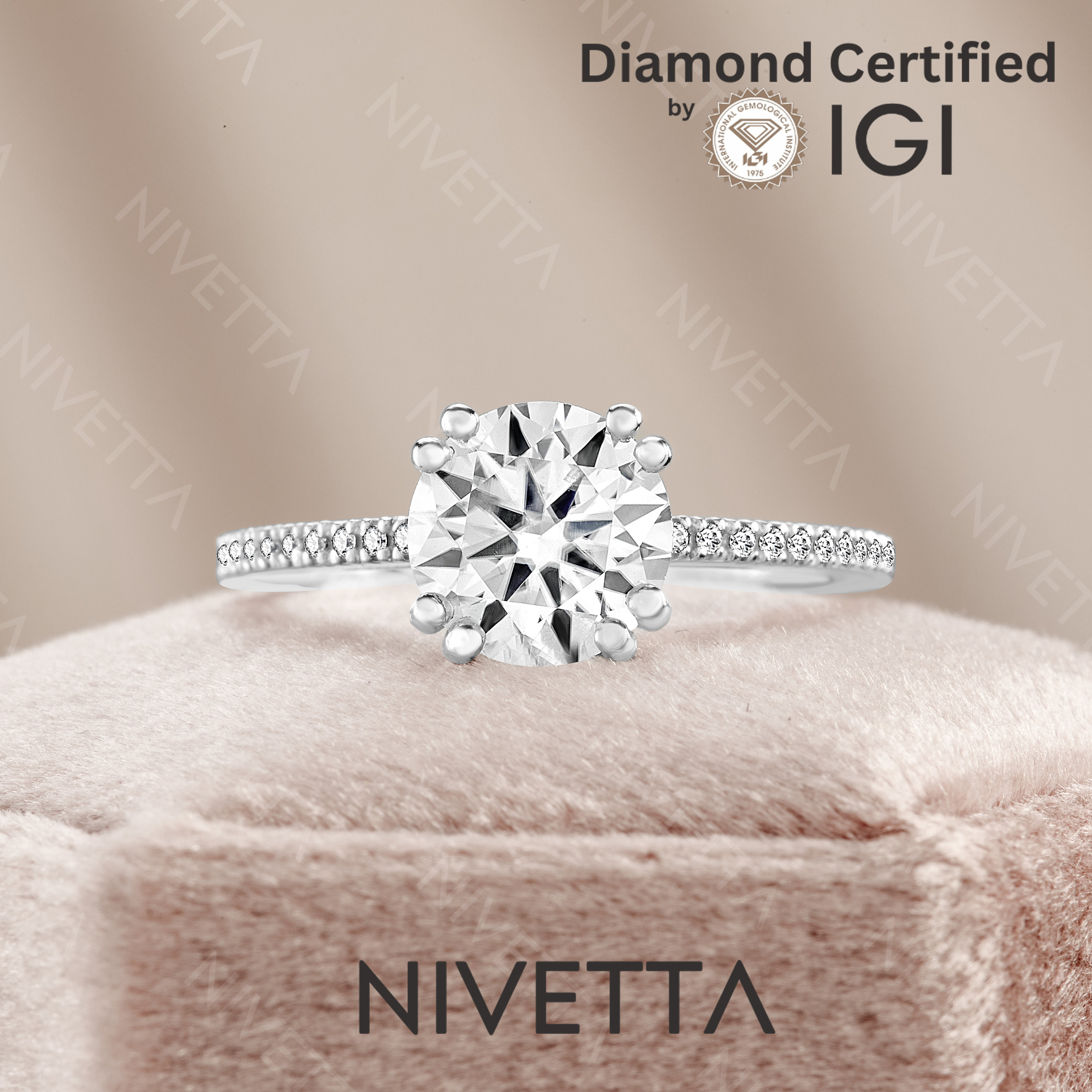 IGI Certified 1.5ct Lab Grown Diamond Engagement Ring: 14k Gold 