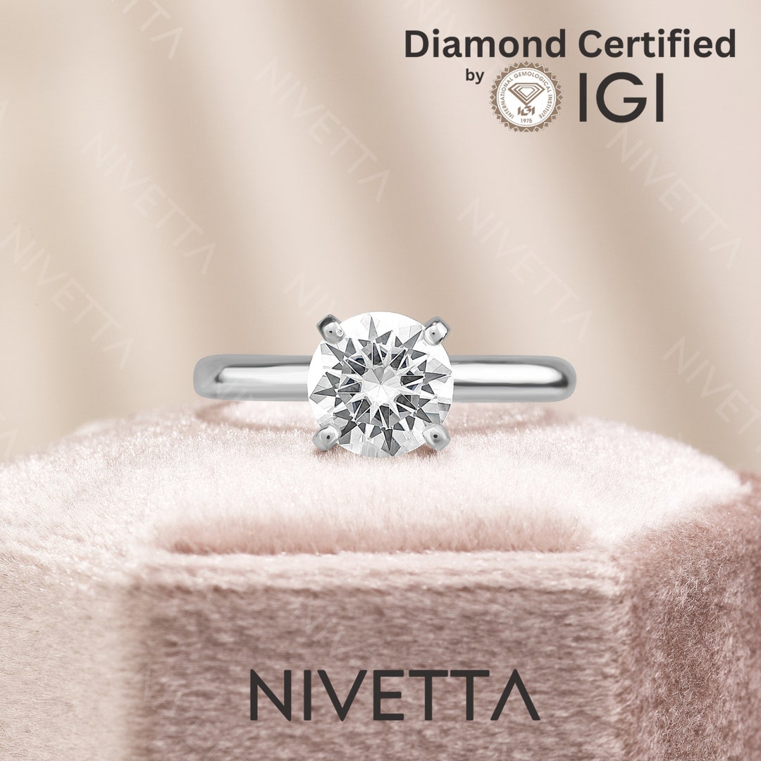 1.5 Ct Lab Grown Diamond Engagement Ring: 14k Gold, IGI Certified - Etsy
