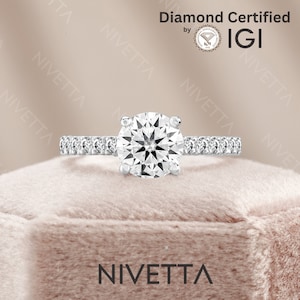 2.23 ct Lab Grown Round Cut Solitaire Diamond Engagement Ring VVS1 D IGI Certified | Custom Gold or Platinum | Eco-Friendly Jewelry