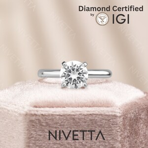 2.5 Ct Lab Grown Round Solitaire Diamond Ring | VVS2 D IGI Certified | Ethical Engagement in 18k Gold or Platinum