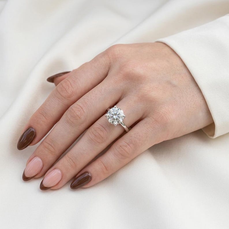 Solitaire Lab Diamond 2 Ct Round Lab Grown Diamond Solitaire Engagement Ring, Four Prong ...