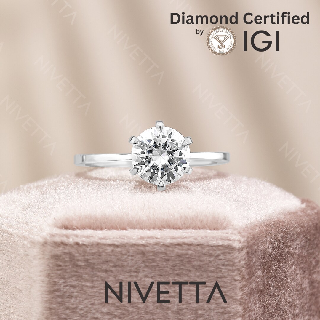 2 Ct Lab Grown Diamond Engagement Ring: 18k Gold, IGI Certified - Etsy
