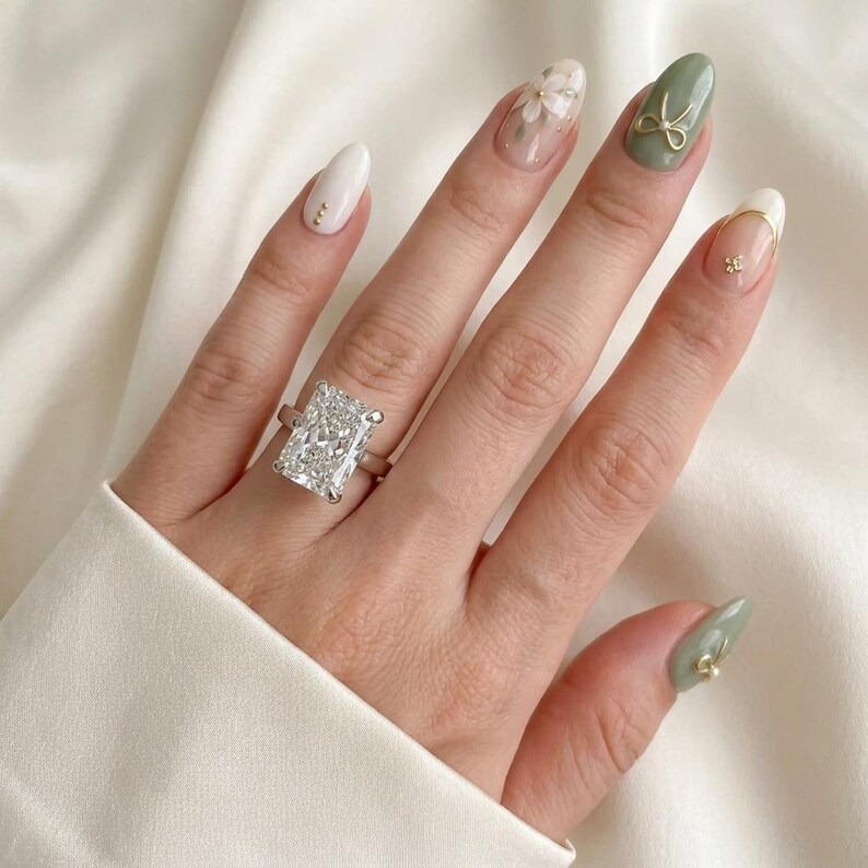 Solitaire Lab Diamond 4 Ct Radiant Lab-grown Diamond Solitaire Engagement Ring, 14K Gold, IGI ...