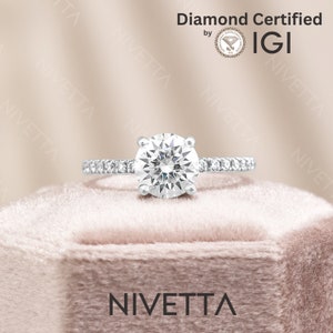 2.75 Ct Lab Grown Diamond Engagement Ring: VS1 Classic Pave Setting, IGI Certified