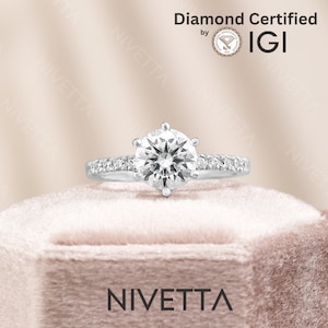 3.2 Ct Lab Grown Round Cut Solitaire 6 Prong Diamond Engagement Ring Vvs1 D IGI Certified | 14k/18k/platinum Gold | Sustainable Ethical