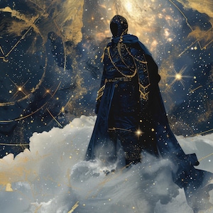 Galactic Skies - 12 Desktop Wallpapers, Cosmic Ethereal Skies Blue & Gold Stars Dreamy Aesthetic Beautiful Background Digital Art Download