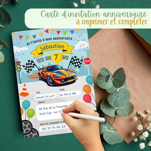 Invitation anniversaire voiture de course à télécharger, imprimer et à remplir. Faire part voiture de courses à personnaliser anniversaire