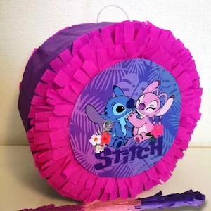 Pignatta Stitch e angelo, pignatta per feste di compleanno per bambini. Decorazione per compleanno per bambina o bambino. Regalo personalizzato. Pignatta Francia