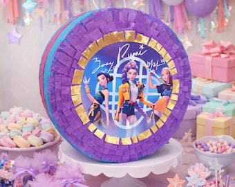 Piñata de Huntrix de K-pop Hunters - Entretenimiento para fiestas de cumpleaños infantiles - Decoración para fiestas de niñas - Regalo de cumpleaños para niñas - Piñata hecha a mano